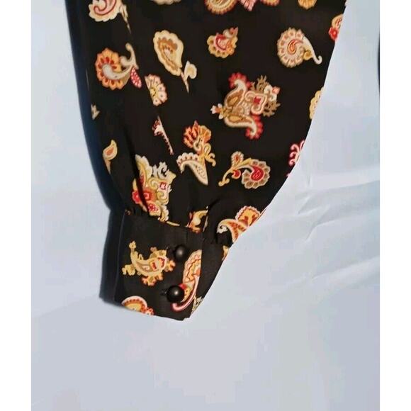 Pendleton Classic Womens Size 10 Black Paisley Long Sleeve Button Down Shirt Top - Picture 8 of 9